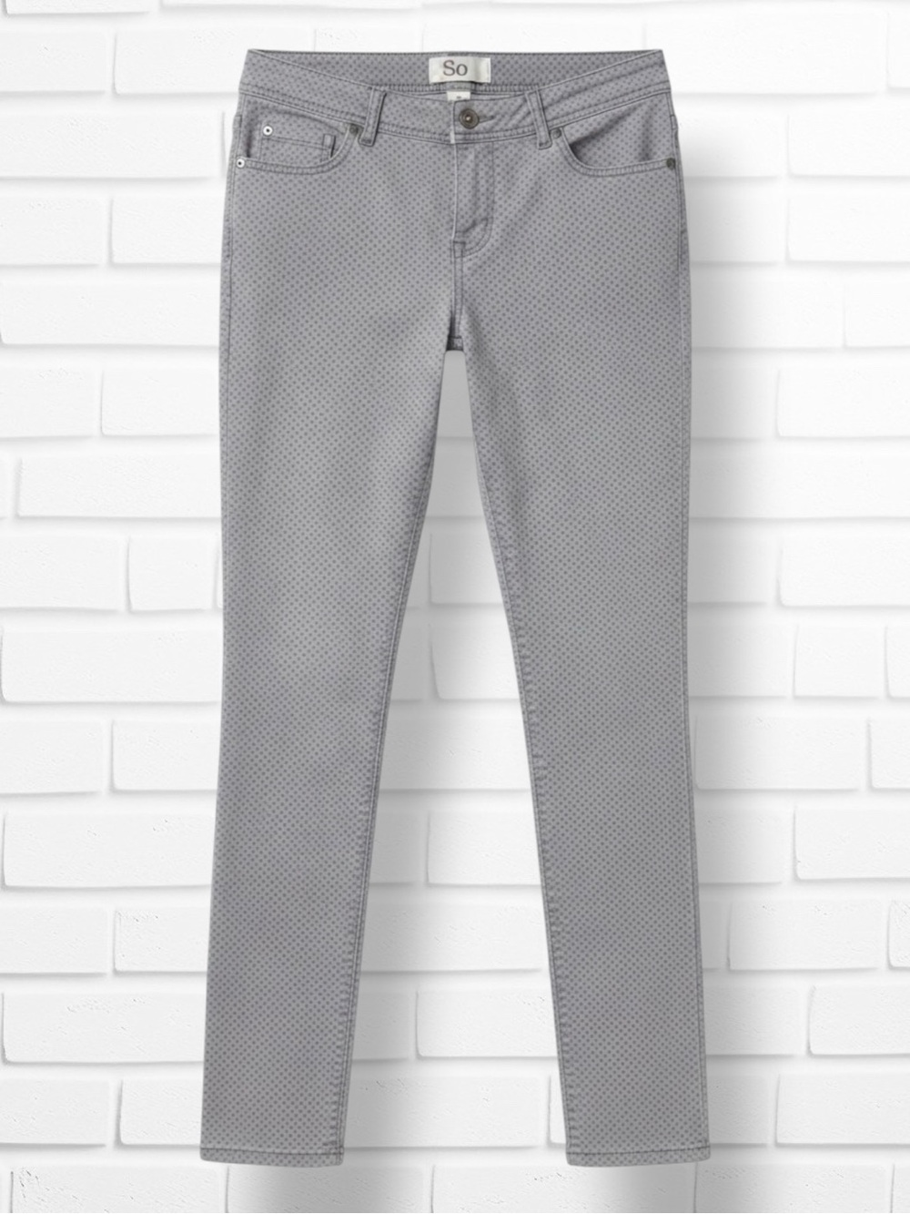 SO Pants Gray Skinny Micro Dot Y2K Casual Office Siren Corpcore Minimalist 7